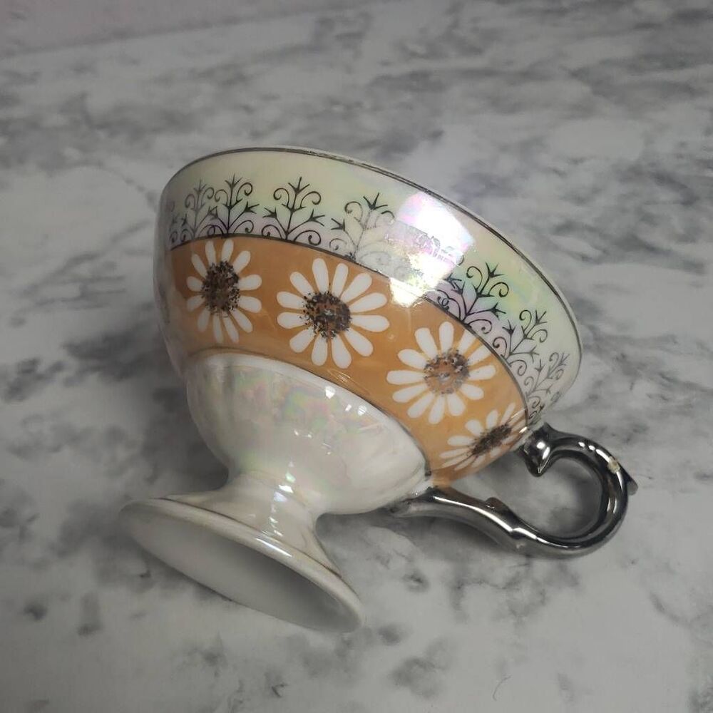 Vintage Lusterware Orange Pedestal Tea Cup